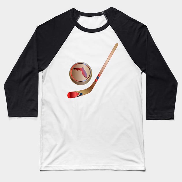 NHL - FL Tan Red Blue Stick and Puck Baseball T-Shirt by geodesyn